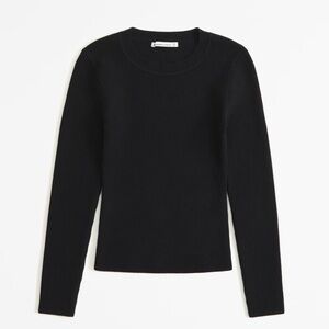 NWT Abercrombie Long-Sleeve Ottoman Crew Top size XL black ribbed